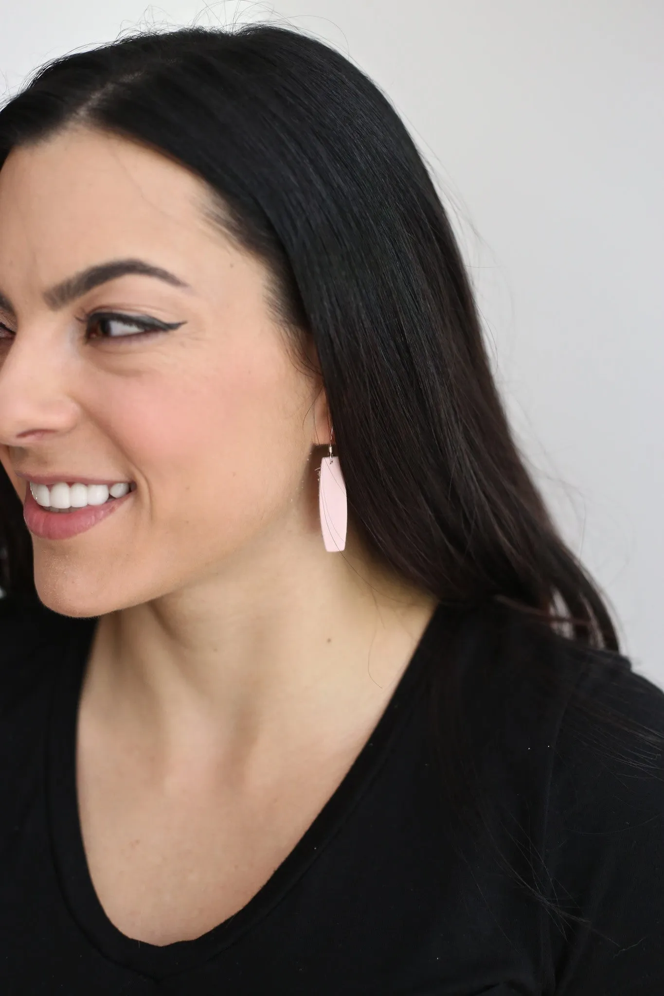 Pink Leather Earrings