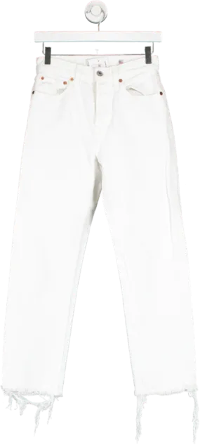 RE/DONE White High Rise Stove Pipe Jeans W25