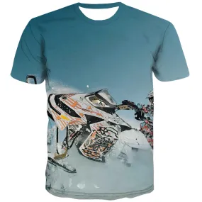 Ski T-shirt Men White Tshirts Cool Movement T-shirts 3d Snowfield Shirt Print