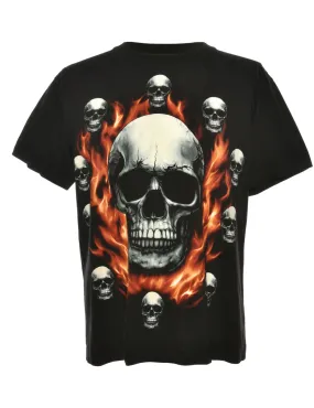 Skull Printed Y2K T-shirt - M