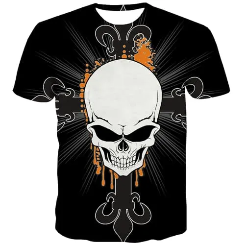 Skull T-shirt Men Terror Tshirts Cool Hip Hop Tshirts Novelty Halloween T-shirts 3d Graffiti Tshirt Printed Short Sleeve Hip hop