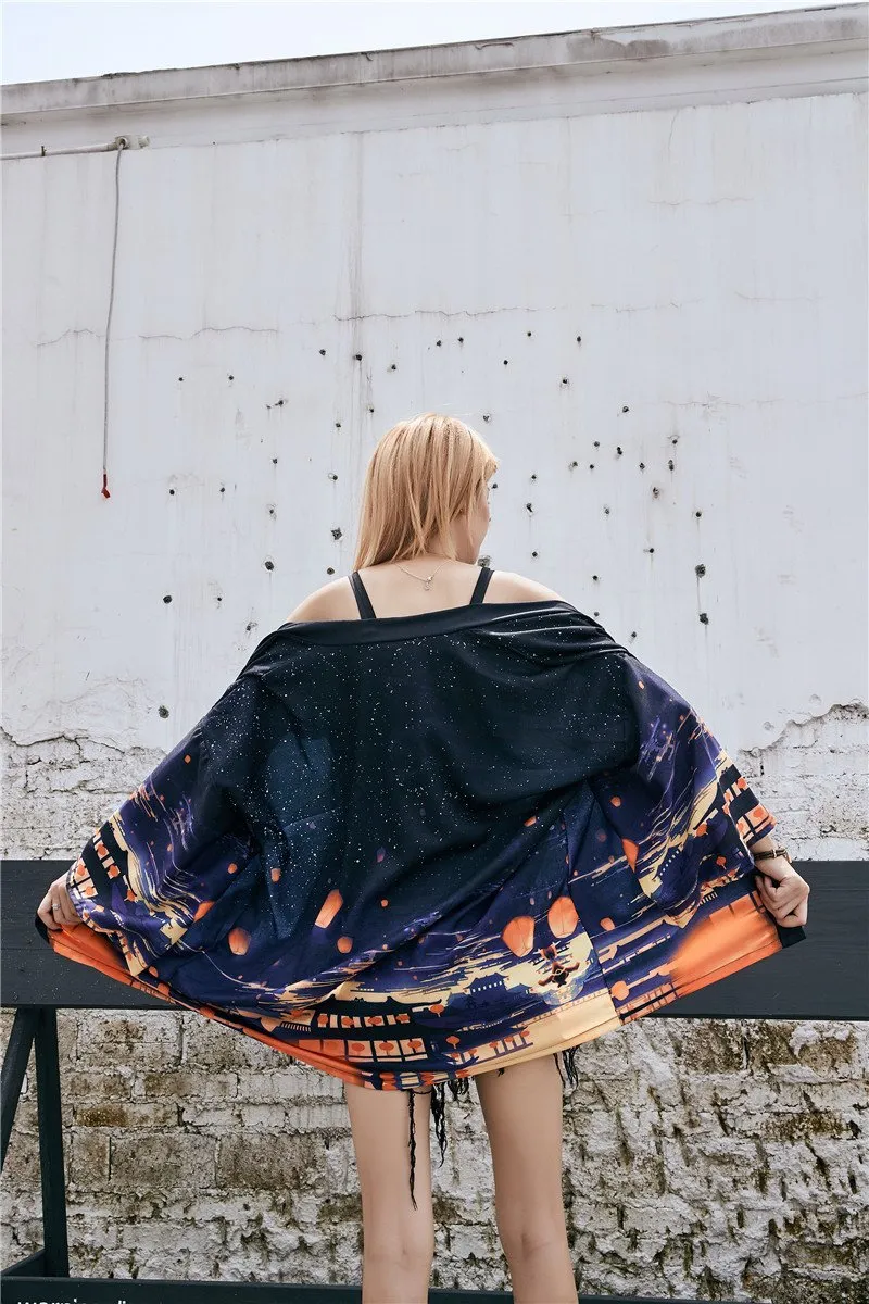 Sky Lanterns Kimono Shirt | Anime Kimono