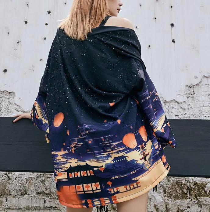 Sky Lanterns Kimono Shirt | Anime Kimono