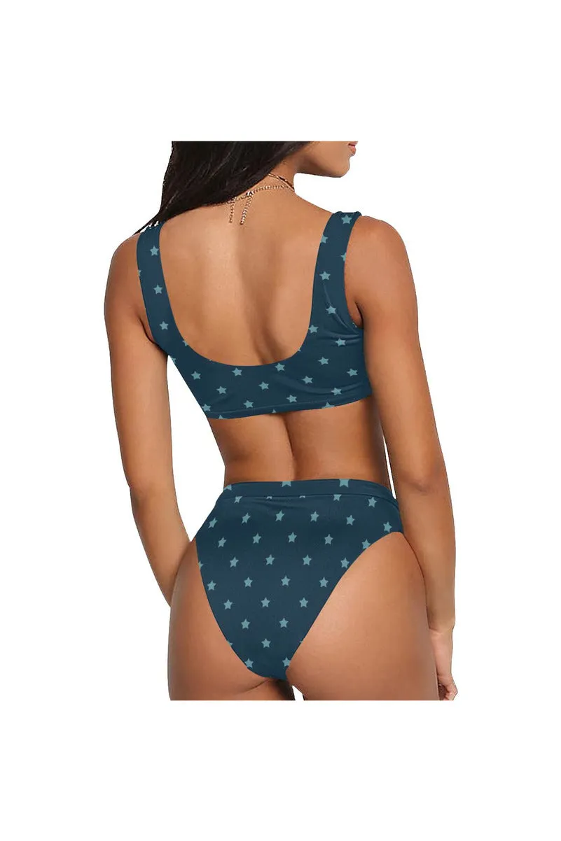 Starry Night Sport Top & High-Waist Bikini Swimsuit