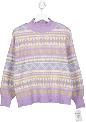 Sugar Moon Purple Fairisle Sweater In Light Heather UK S