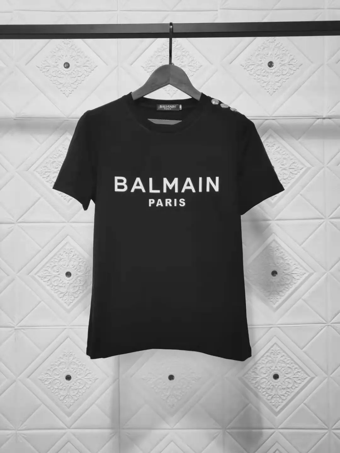 T Shirt Balmain Spring and Summer Gold Letter All Cotton Short Sleeve T-shirt