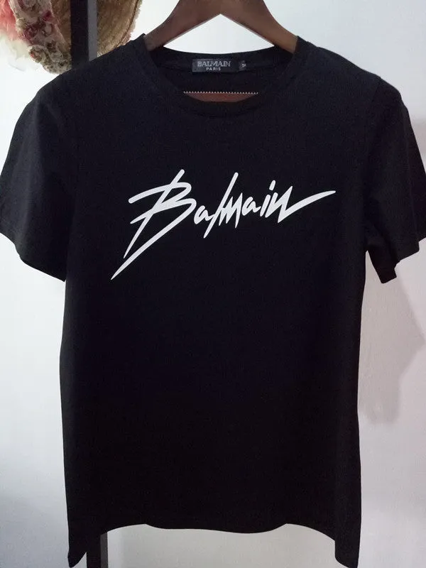 T Shirt Balmain Spring/Summer Lightning Letter T-shirt All Cotton Loose Short Sleeve