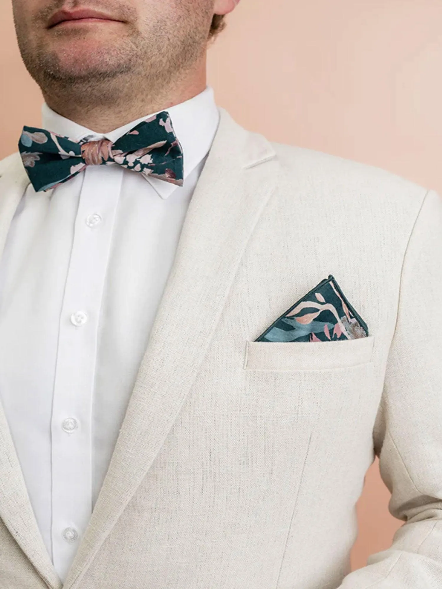 Teal Blooms Bow Tie