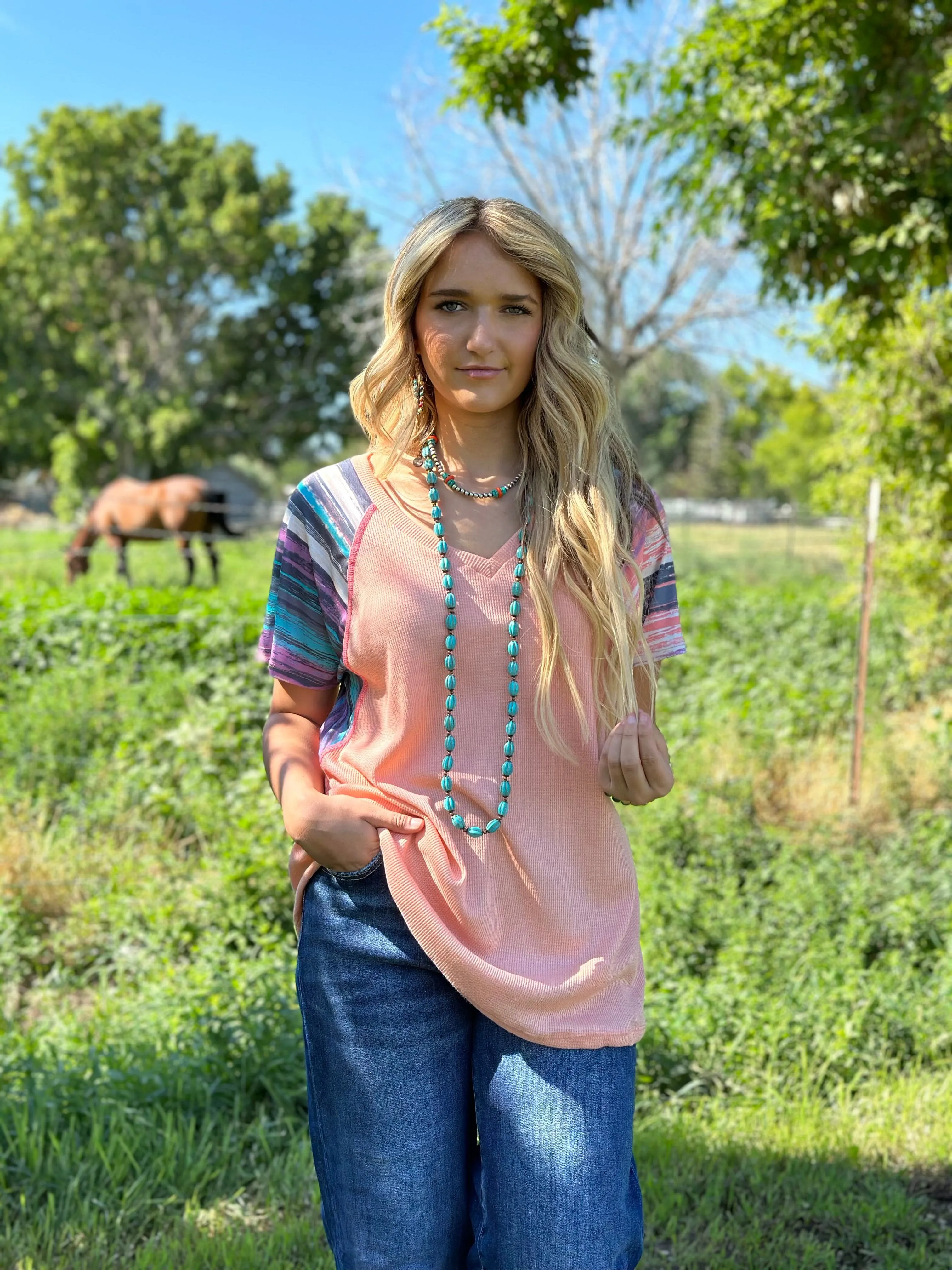 The Coral Weatherford Days Ombre Sleeve Top