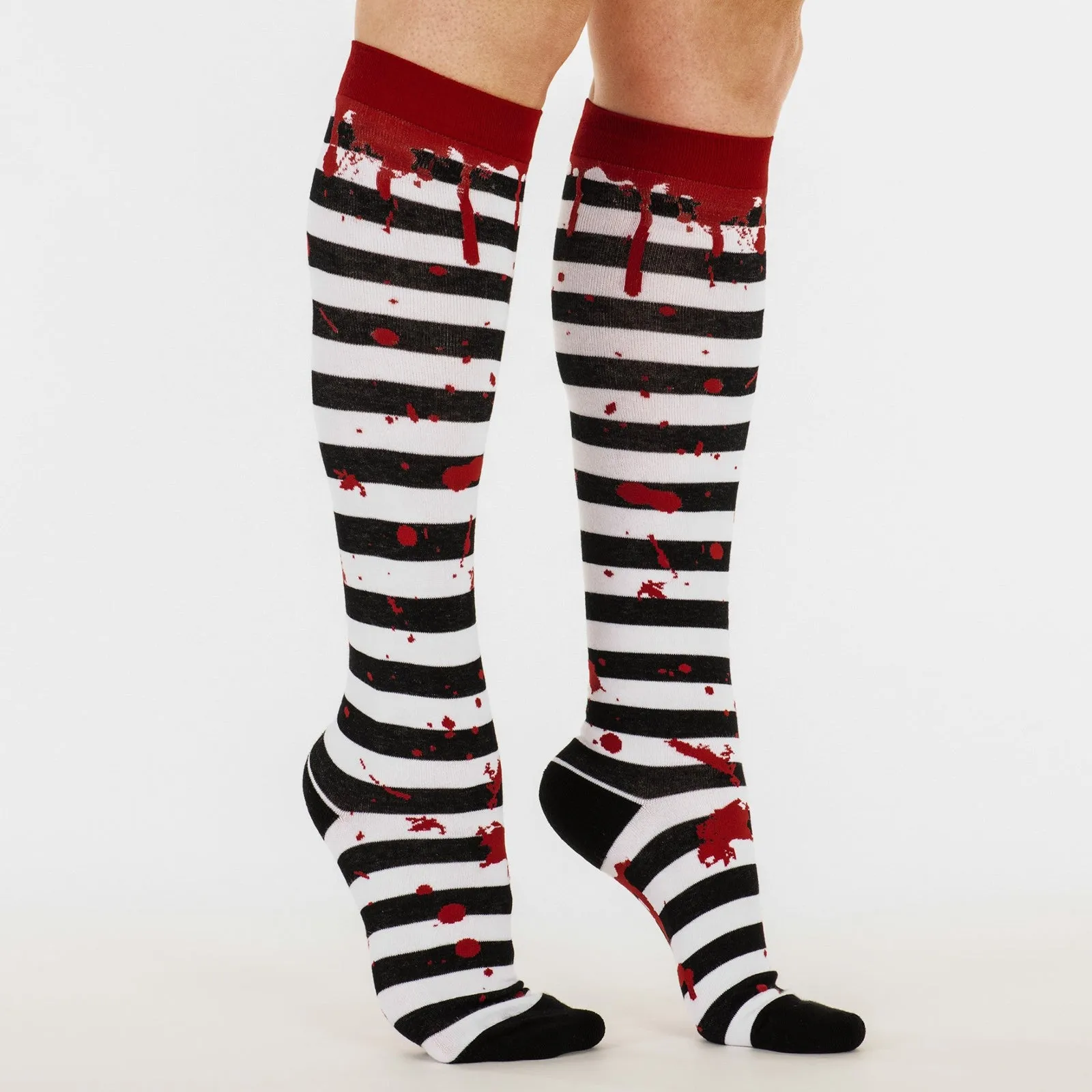 Unisex Striped Blood Spatter Knee High Socks