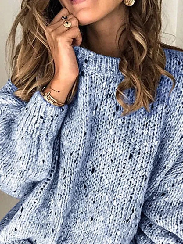 Women's Polka Dot Ribbed Knit Pullover Sweater