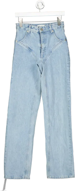 ZARA Blue High Rise Straight Leg Jeans UK 4